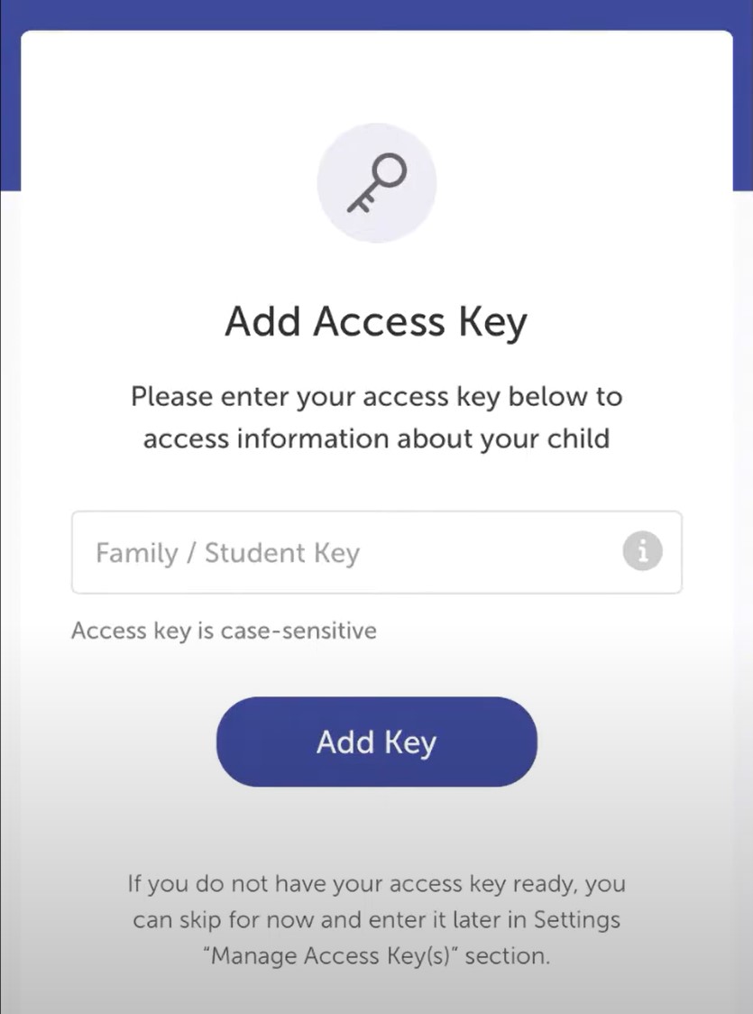 Adding your Access Key in the app