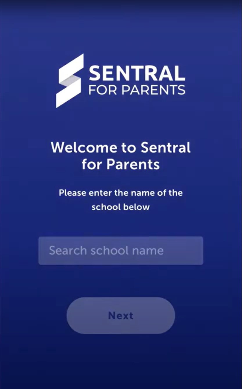 The Sentral for Parents home screen